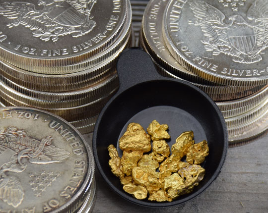 gold nugget value in comparison with silver eagle coins