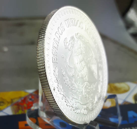 rim view on a Mexican silver Libertad